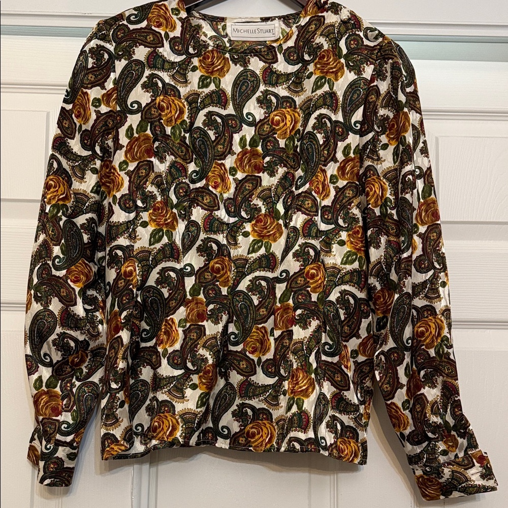 Vintage Michelle Stuart Multicolor Paisley Blouse